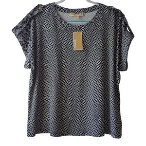 MICHAEL KORS WOMEN'S BLACK & WHITE RELAXED BLOUSE SIZE XL